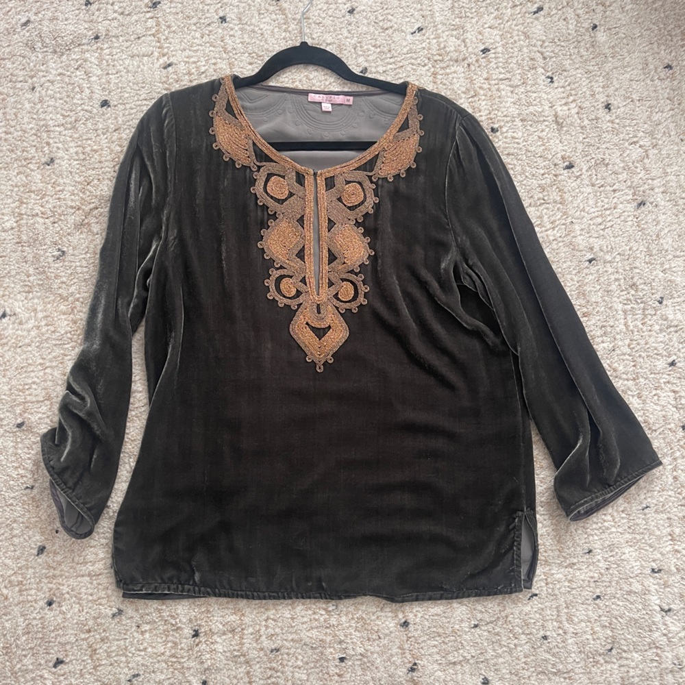 Velvet Embroidered Top